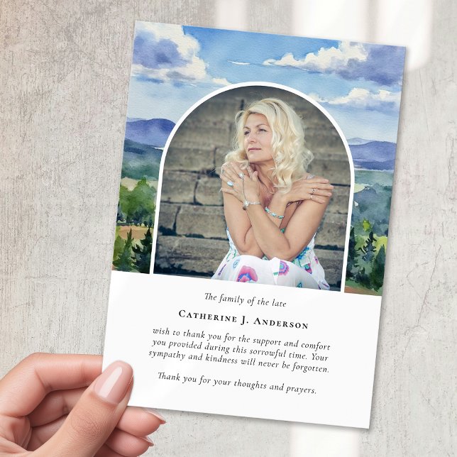 Cartão De Agradecimento Funeral de Simpatia Fotográfica Memorial do Céu Pa (Criador carregado)