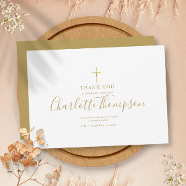 Cartão De Agradecimento Funeral Dourado Elegante Cruzado Simples