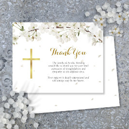 Cartão De Agradecimento Funeral Flor de Cristã Branco