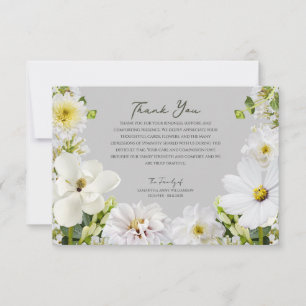 Cartão de Agradecimento Funeral Floral Branco