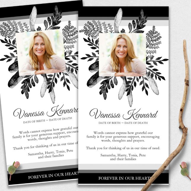 Cartão De Agradecimento Funeral Floral Escuro De Bereavement Obrigado Cart (funeral thank you cards, bereavement, elegant, simple, celebration of life, sympathy card)