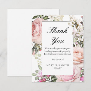 Cartão De Agradecimento Funeral Floral Rosa Rosa Rosa Russo