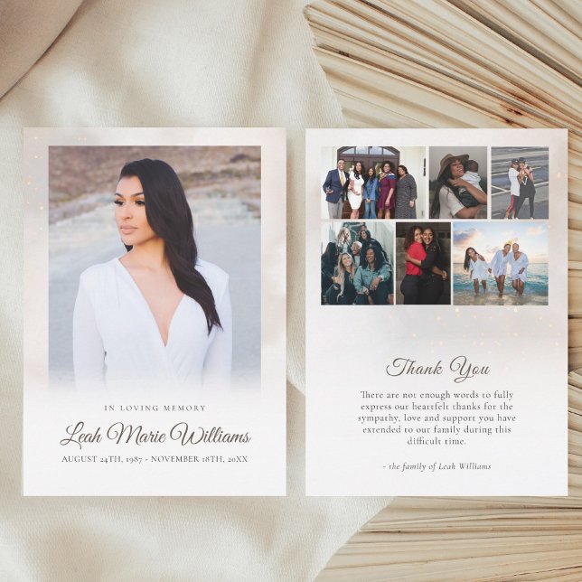 Cartão De Agradecimento Funeral Memorial das Nuvens de Beige Moderna (Criador carregado)