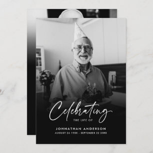 Cartão De Agradecimento Funeral/Memorial de 2 Fotografias do Script Elegan