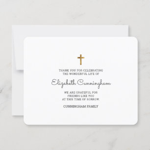 Cartão De Agradecimento Funeral Memorial Moderna E Simples Cruz Dourada
