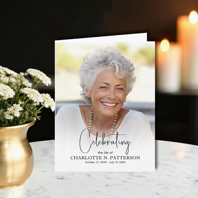 Cartão De Agradecimento Funeral Memorial Photo Folded (Funeral celebration of life folded thank you cards, photo on the front and message printed inside)