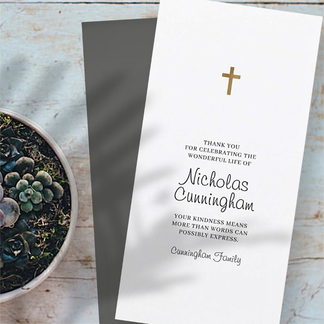 Cartão De Agradecimento Funeral Memorial Simples e Moderna Cruz (Criador carregado)