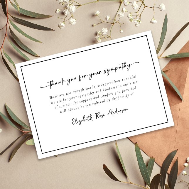 Cartão De Agradecimento Funeral minimalista de luto (Criador carregado)