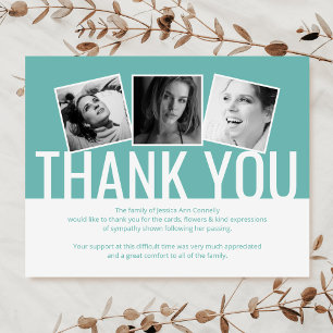 Cartão De Agradecimento Funeral Moderno Obrigado Nota  Teal 3 Foto