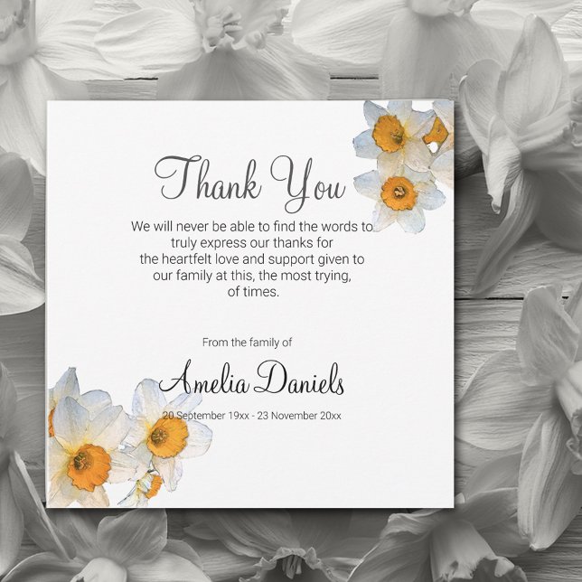 Cartão de Agradecimento Funeral Narciso Branco (Criador carregado)