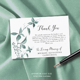 Cartão De Agradecimento Funeral Obrigado Aquarela Verde Botânico