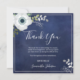 Cartão De Agradecimento Funeral Obrigado Elegante Anemone Floral Uma Foto