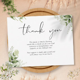 Cartão De Agradecimento Funeral Obrigado Garden Greenery Card