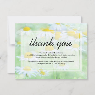 Cartão De Agradecimento Funeral Obrigado Nota Daisy Floral Sympathy
