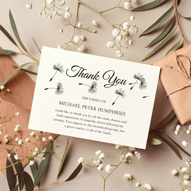 Cartão De Agradecimento Funeral Obrigado Nota | Elegante Wish Memorial (Criador carregado)