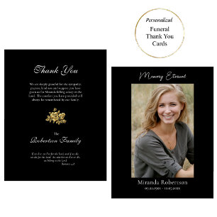 Cartão De Agradecimento Funeral Ortodoxo de Fotos de Rosas Dourados