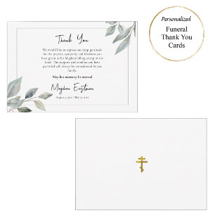 Cartão De Agradecimento Funeral Ortodoxo Simples e Minimalista
