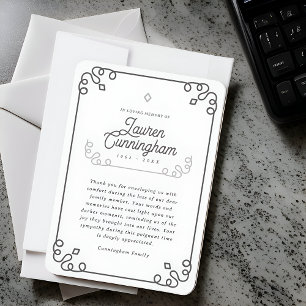 Cartão De Agradecimento Funeral Simples Moderno Negro e Branco