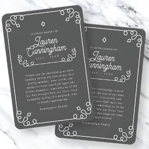 Cartão De Agradecimento Funeral Simples Moderno Negro e Branco