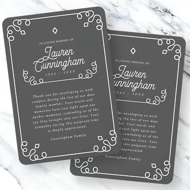 Cartão De Agradecimento Funeral Simples Moderno Negro e Branco (Criador carregado)