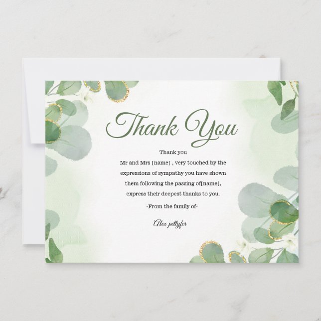Cartão De Agradecimento Funeral Thank You Card (Frente)