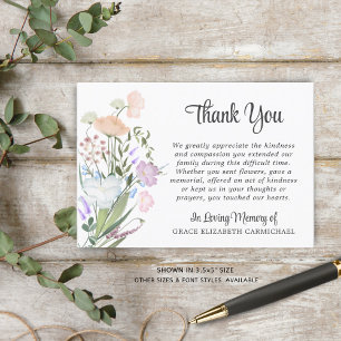 Cartão De Agradecimento Funeral Watercolor Flores Selvagens Obrigado