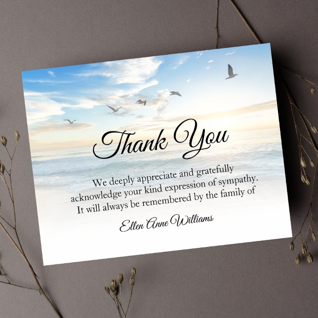 Cartão De Agradecimento Funerário Obrigado A Notar Natureza Da Tristeza |  (Beach Sympathy Thank You Card)