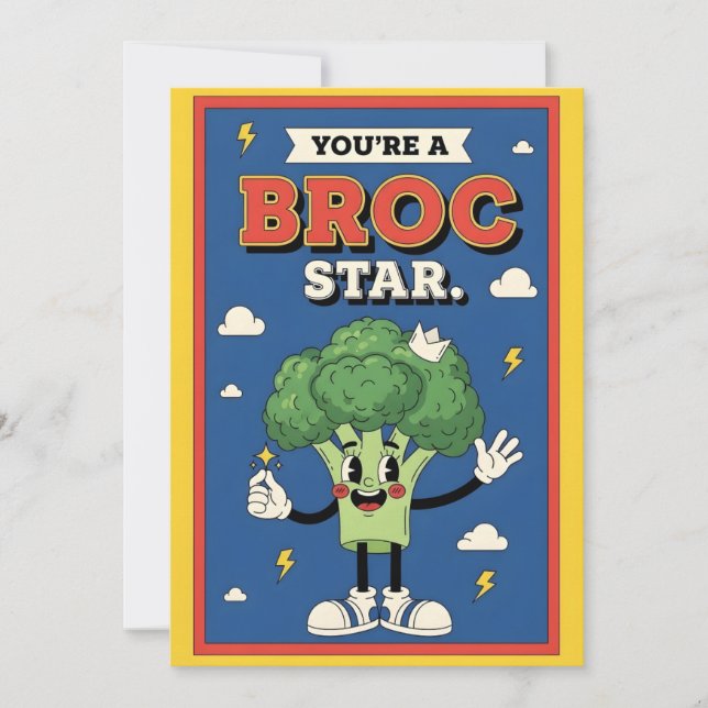 Cartão De Agradecimento funny broccoli pun You’re a Broc Star food (Frente)