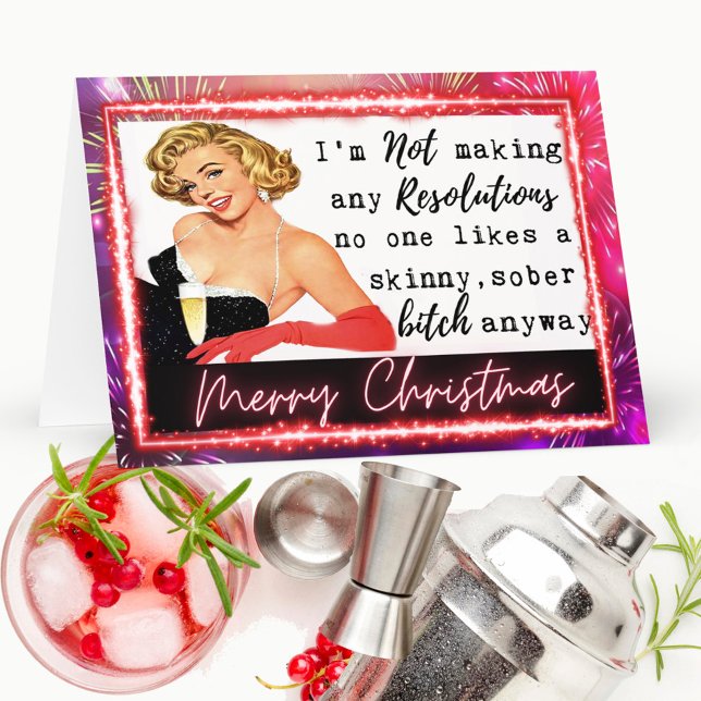 Cartão De Agradecimento Funny Christmas Card Best Friend "NYE Resolutions" (Criador carregado)