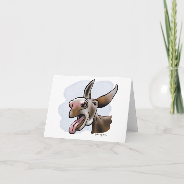 Cartão De Agradecimento Funny Crazy Donkey Cartoon (Frente)