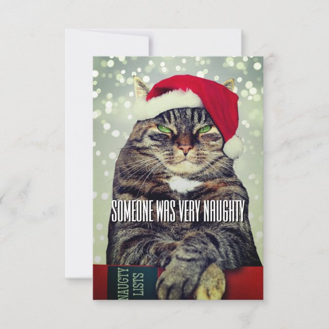 Cartão De Agradecimento Funny cute angry cat Christmas card (Frente)