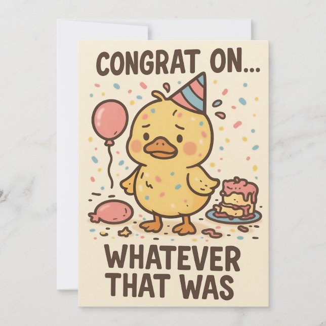 Cartão De Agradecimento Funny Duck Party Greeting Card - Congrats On... (Frente)