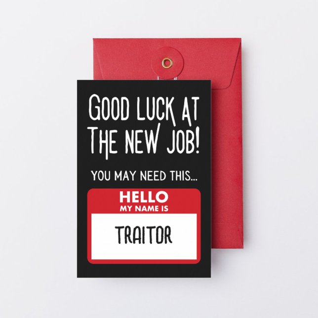 Cartão De Agradecimento Funny 'Traitor Crachá' Colega Saindo (Funny 'Traitor Badge' Coworker Leaving Thank You Card)
