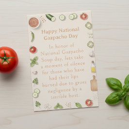 Cartão De Agradecimento funny vegetables National Gazpacho Day