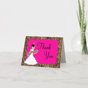 Cartão De Agradecimento Fuscia Leopard Bridal Thank You Card