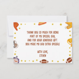 Cartão De Agradecimento futebol americano esporte bola crianças aniversári