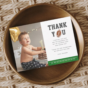 Cartão De Agradecimento Futebol Esporte Primeiro Ano Em Foto De Aniversári