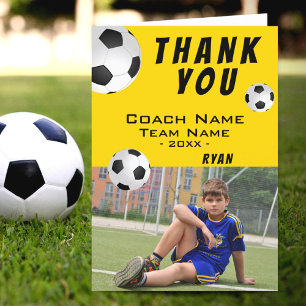 Cartão De Agradecimento Futebol Futebol Amarelo Obrigado Treinador Foto 