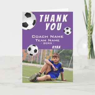 Cartão De Agradecimento Futebol Futebol Roxo Obrigado Treinador Foto