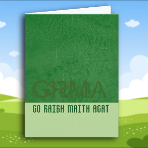 Cartão De Agradecimento Gaélico Irlandês Obrigado GRMA em Emerald Green