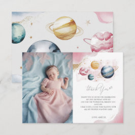 Cartão De Agradecimento Galáxias de Aniversário de Rapariga do Espaço Exte