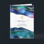 Cartão De Agradecimento Galaxy Agate Bat Mitzvah<br><div class="desc">Galaxy faux gold glitter agate stone bat mitzvah cartões de agradecimentos com tipografia elegante de escrita manual personalizável para seus detalhes de evento.</div>