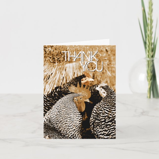 Cartão De Agradecimento Galinhas do tom do Sepia que Wedding o obrigado (Frente)