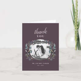 Cartão De Agradecimento Garden Crest | Floral de Casamento Roxo Rosa Foto