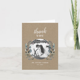 Cartão De Agradecimento Garden Crest | Foto De Casamento Floral Rustic Kra