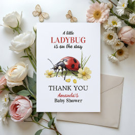 Cartão De Agradecimento Garden Floral Daisy Little Ladybug Baby Shower