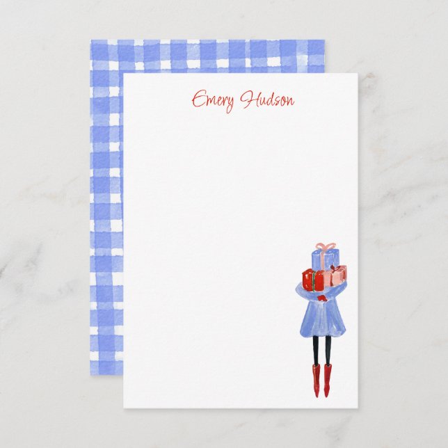 Cartão De Agradecimento Garota de Moda Watercolor Personalizada (Frente/Verso)