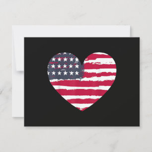 Cartão De Agradecimento Garota Patriótica Coração da Bandeira Americana 4 