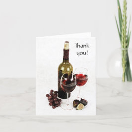 Cartão De Agradecimento garrafa de vinho, copo de vinho e fruta