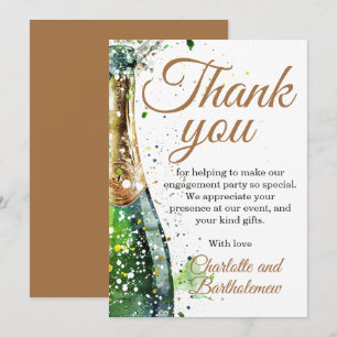 Cartão De Agradecimento Garrafa Espumante Festa de Noivado